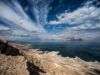 Vista panoramica del Mar Morto dal deserto della Giudea